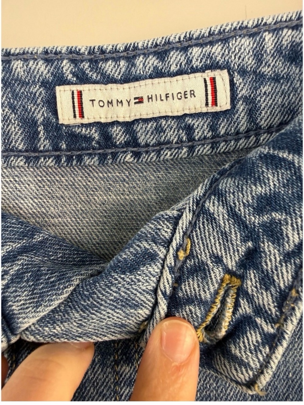 Tommy Hilfiger Denim Midi Skirt Button Front Medium Wash Blue A-Line Womens 8 - Picture 4 of 5